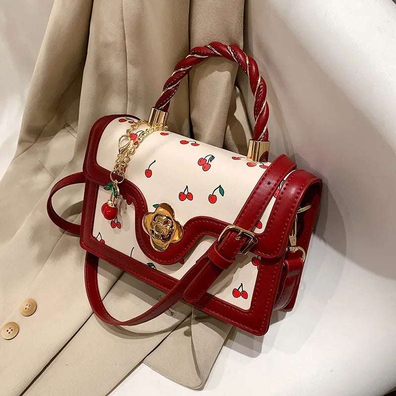 Luxury Burgundy & White Sweet Cherry Women's Messenger Crossbody Bag - 80d3e6-0e.myshopify.com - Red -  Red