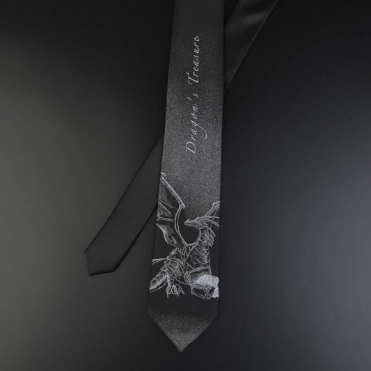 Men's Gothic Fantasy Dragon's Treasure Black Formal Necktie