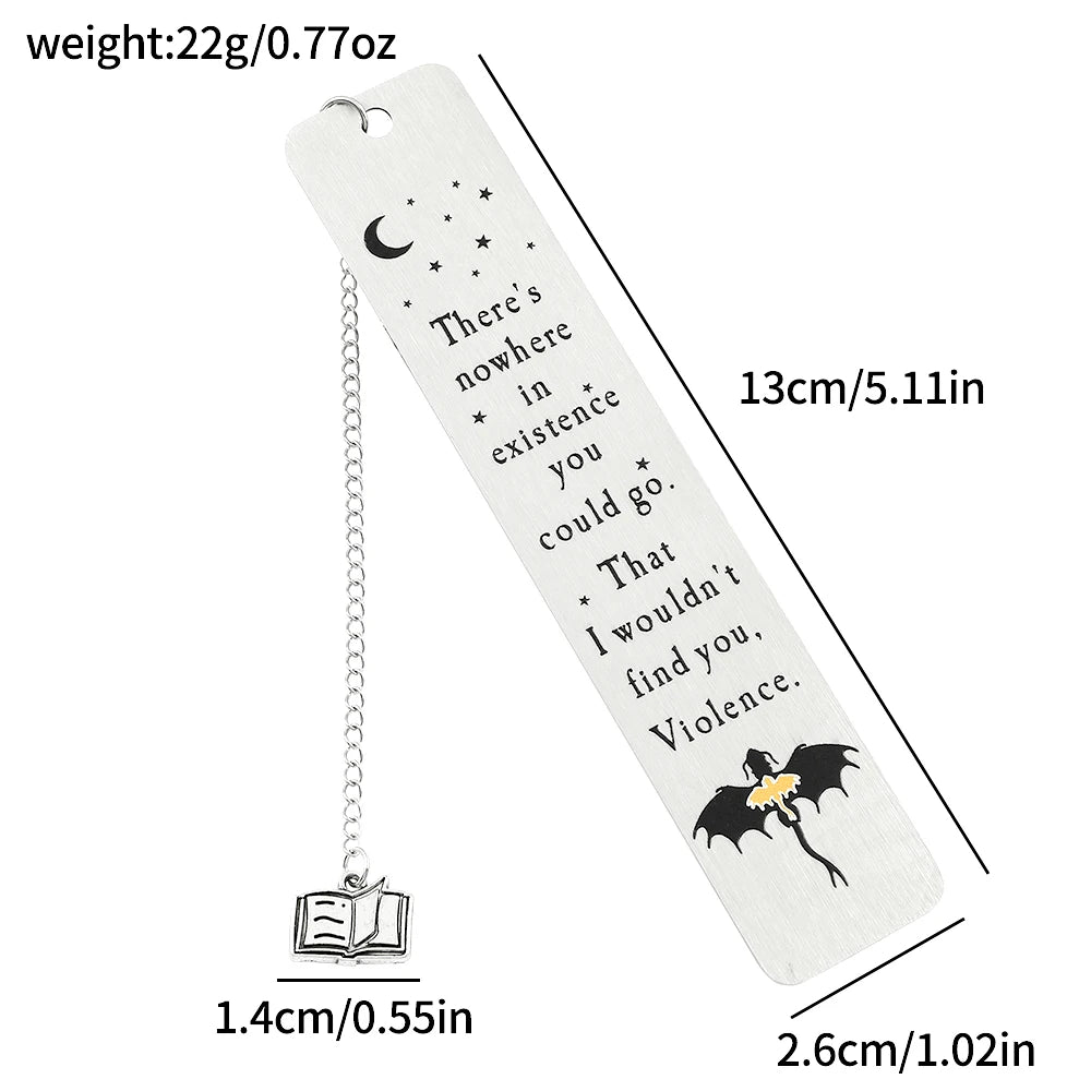 Fantasy Fourth Wing Dragon's Tairn, & Andarna Quote Stainless Steel Bookmark - 80d3e6-0e.myshopify.com - SQ0605 -  SQ0605