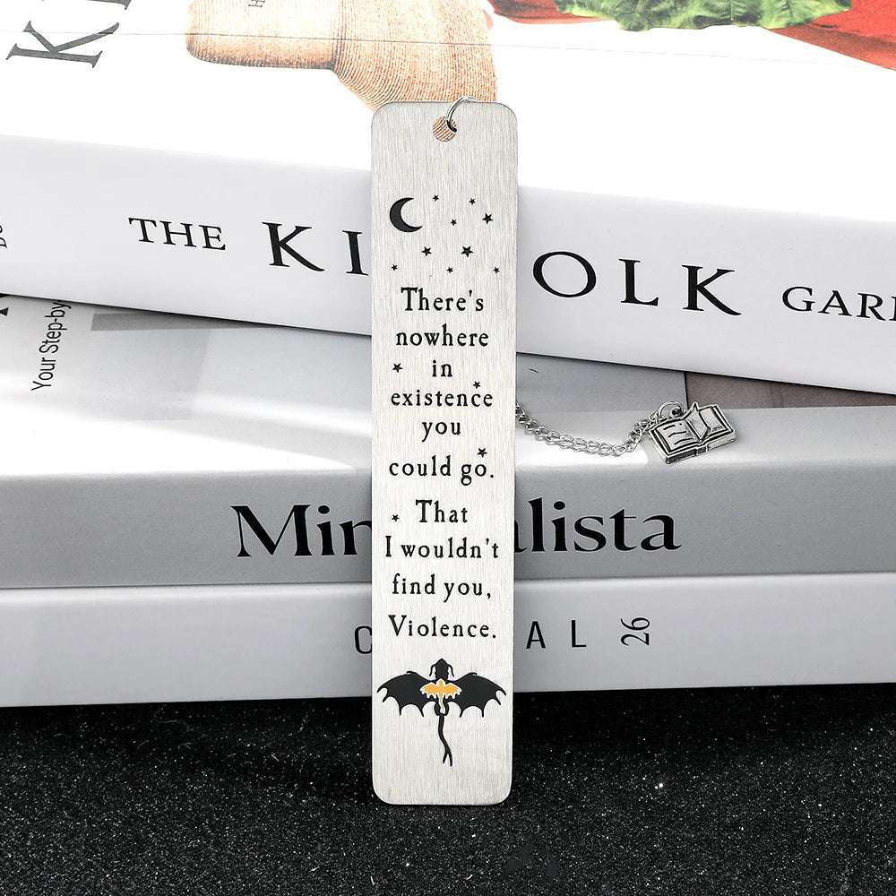 Fantasy Fourth Wing Dragon's Tairn, & Andarna Quote Stainless Steel Bookmark - 80d3e6-0e.myshopify.com - -  