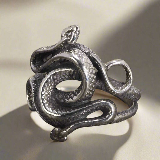 S925 Sterling Silver Harry Potter Slytherin Snake Unisex Punk Ring - Harry Potter - 