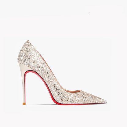 Luxury Women's Glitter Red Bottom High Heels with Pointed Toe - 80d3e6-0e.myshopify.com - Golden 10cm / 43 -  Golden 10cm