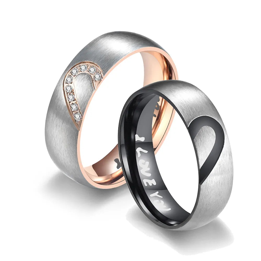 Rose Gold/Black Engraved Zircon Love Heart Matching Couple Promise Ring - 80d3e6-0e.myshopify.com - -  