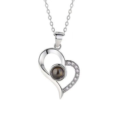 Romantic Love Heart Necklace 100 Languages I Love You Projection Necklace - 80d3e6-0e.myshopify.com - Silver Curved Heart -  Silver Curved Heart