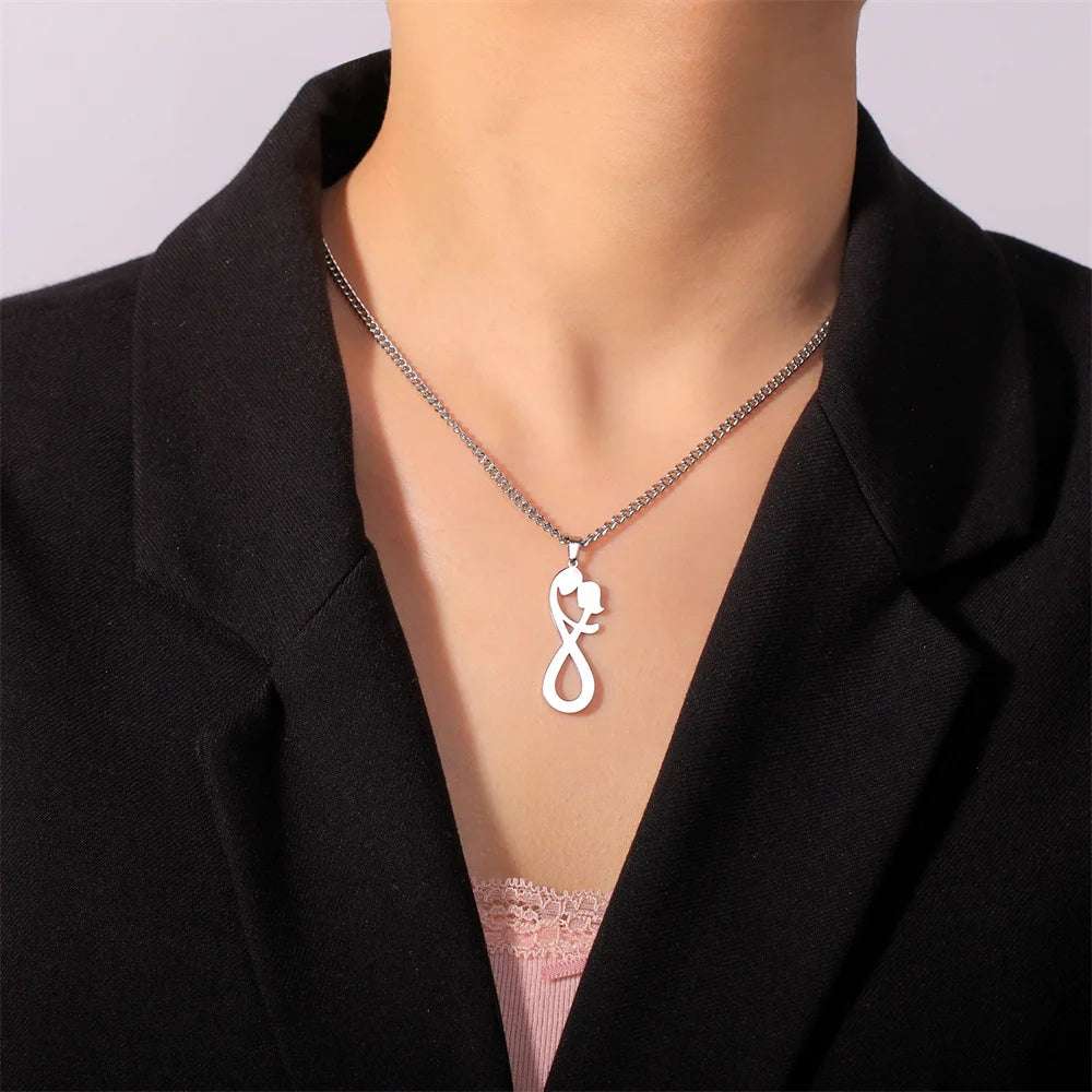 Romantic Man & Woman Couple Hugging Forever Infinity Pendant Necklace - 80d3e6-0e.myshopify.com - -  