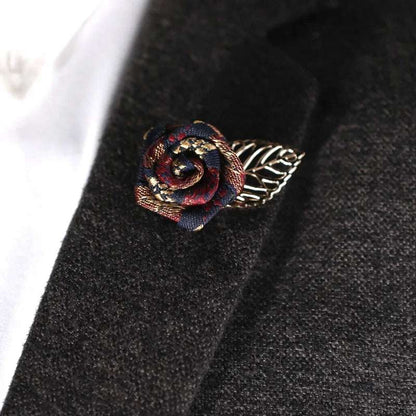 Vintage Red, Black & Gold Rose Men's Tassel Chain Suit Collar Brooch Lapel Pin - 80d3e6-0e.myshopify.com - -  