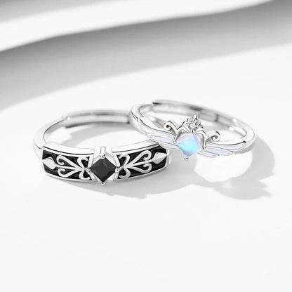 S925 Sterling Silver Princess & Knight Matching Couple Rings With Zircon Gems - Lovez Aqua© - 