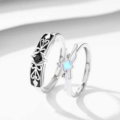 S925 Sterling Silver Princess & Knight Matching Couple Rings With Zircon Gems - Lovez Aqua© - 