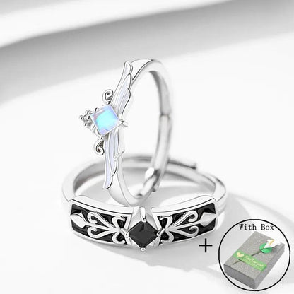 S925 Sterling Silver Princess & Knight Matching Couple Rings With Zircon Gems - Lovez Aqua© - 