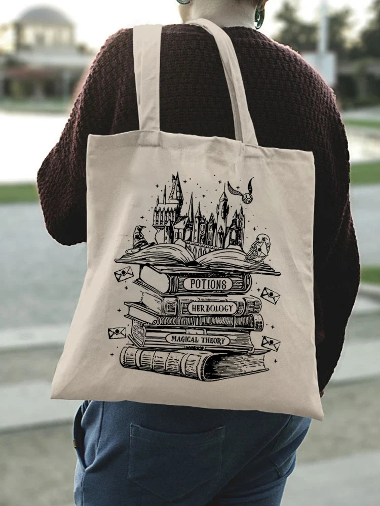 Harry Potter Wizarding World Hogwarts & Magic Books Canvas Tote Bag