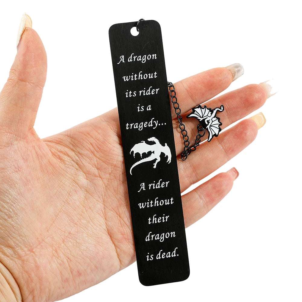 Fantasy Fourth Wing Dragon's Tairn, & Andarna Quote Stainless Steel Bookmark - 80d3e6-0e.myshopify.com - SQ0780 -  SQ0780