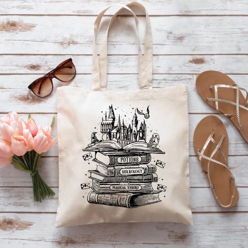 Harry Potter Wizarding World Hogwarts & Magic Books Canvas Tote Bag