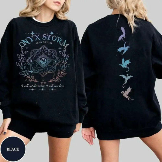 Onyx Storm Rebecca Yarros Basgiath War College Women's Dragon Sweatshirt - 80d3e6-0e.myshopify.com - Black Sweatshirt / S (4) -  Black Sweatshirt