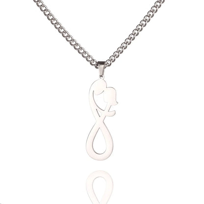 Romantic Man & Woman Couple Hugging Forever Infinity Pendant Necklace - 80d3e6-0e.myshopify.com - Silver -  Silver