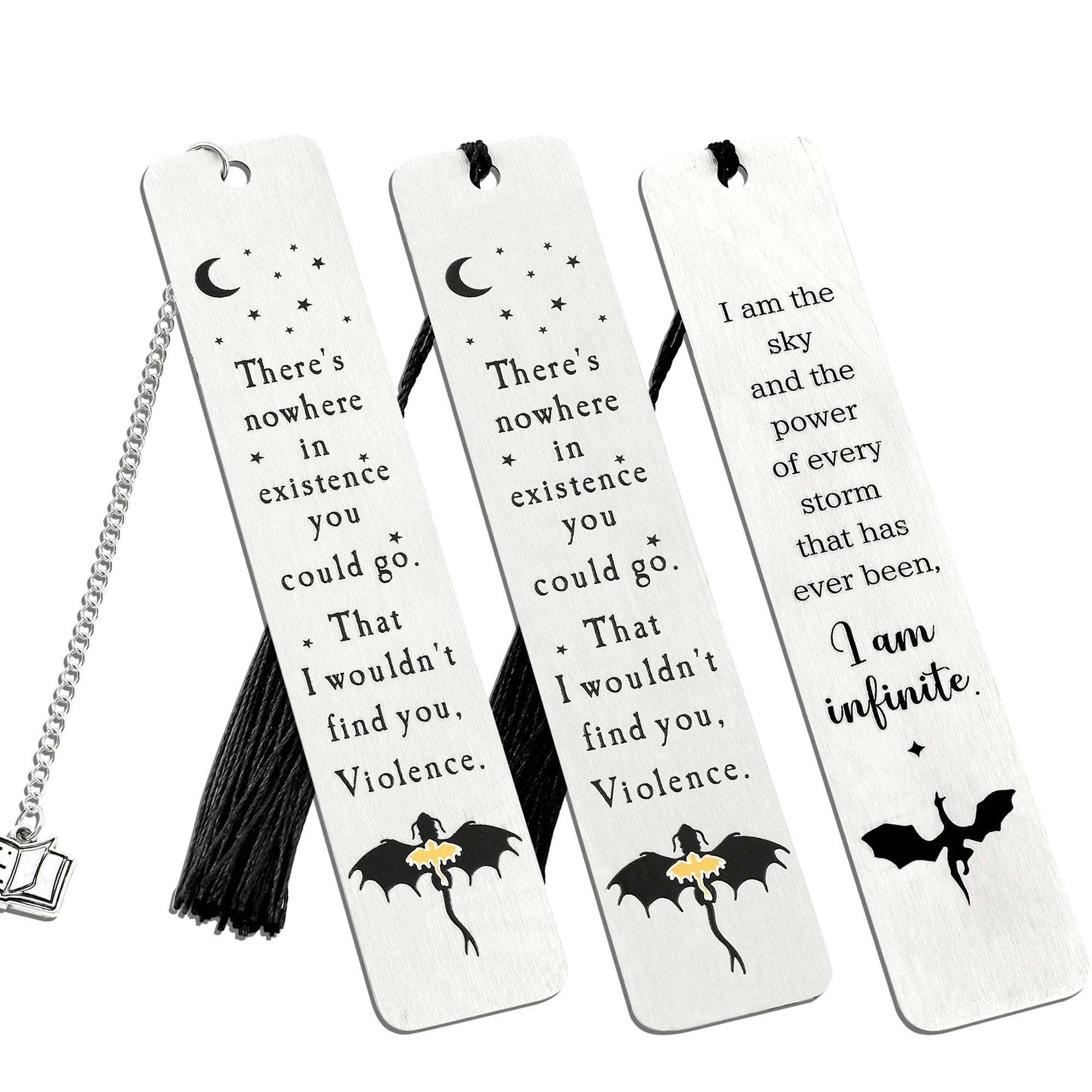 Fantasy Fourth Wing Dragon's Tairn, & Andarna Quote Stainless Steel Bookmark - 80d3e6-0e.myshopify.com - -  