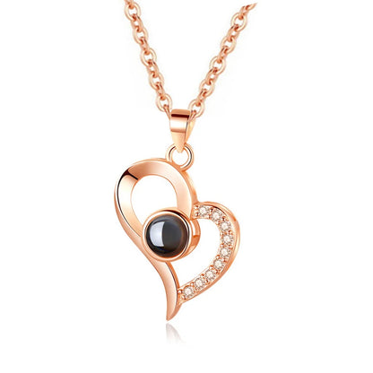 Romantic Love Heart Necklace 100 Languages I Love You Projection Necklace - 80d3e6-0e.myshopify.com - Rose Gold Curved Heart -  Rose Gold Curved Heart