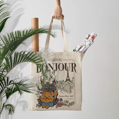 Bonjour Disney's Aristocats Parisian Canvas Tote Bag