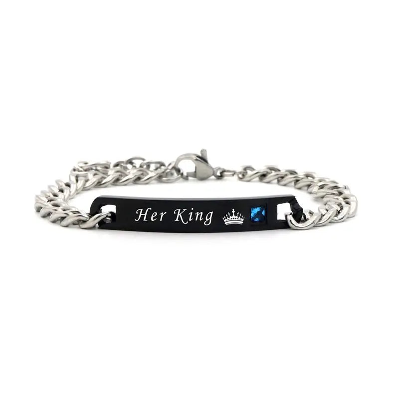 His Queen Her King or His Beauty Her Beast Black Rose Gold Couple Bar Bracelets - 80d3e6-0e.myshopify.com - Black King 1PCS -  Black King 1PCS