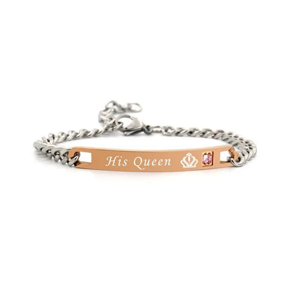 His Queen Her King or His Beauty Her Beast Black Rose Gold Couple Bar Bracelets - 80d3e6-0e.myshopify.com - Rose Queen -  Rose Queen