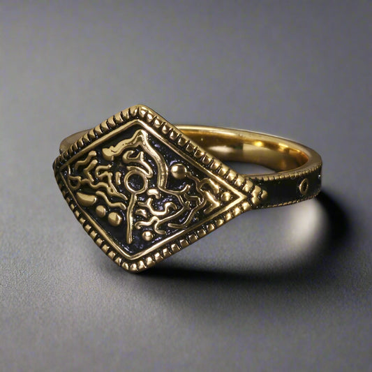 Dark Souls Game Series Ring of Favor 925 Sterling Silver Retro Gold Plated Ring - Lovez Aqua© - 