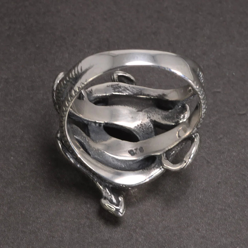 S925 Sterling Silver Harry Potter Slytherin Snake Unisex Punk Ring