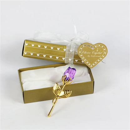 Valentine's Day Gift Crystal Glass Rose with Silver or Gold Gilded Stem - 80d3e6-0e.myshopify.com - Gold Purple -  Gold Purple