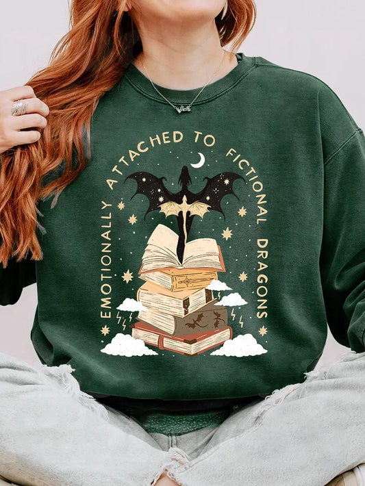 Basgiath War College Fourth Wing Dragon & Books Women's Crewneck Sweatshirt