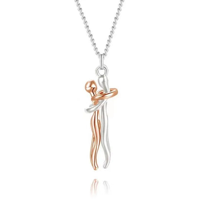 Romantic Couple Hugging Loving Embrace Pendant Necklace - 80d3e6-0e.myshopify.com - Silver Rose Gold -  Silver Rose Gold