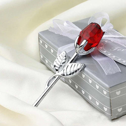 Valentine's Day Gift Crystal Glass Rose with Silver or Gold Gilded Stem - 80d3e6-0e.myshopify.com - Sliver Red -  Sliver Red