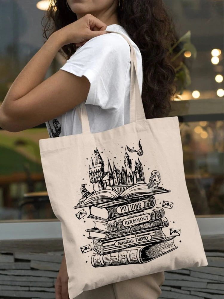 Harry Potter Wizarding World Hogwarts & Magic Books Canvas Tote Bag