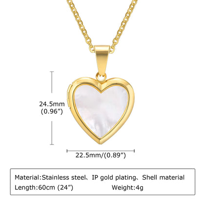 Women's White Shell Love Heart Openable Locket Necklace with Gold/Silver Gilding - 80d3e6-0e.myshopify.com - -  