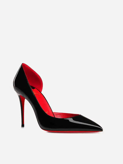 Woman's Red Sole Bottom Glossy Patent Leather Pointed Toe High Heels - 80d3e6-0e.myshopify.com - Black Red Inner 10cm / US / 37 -  Black Red Inner 10cm