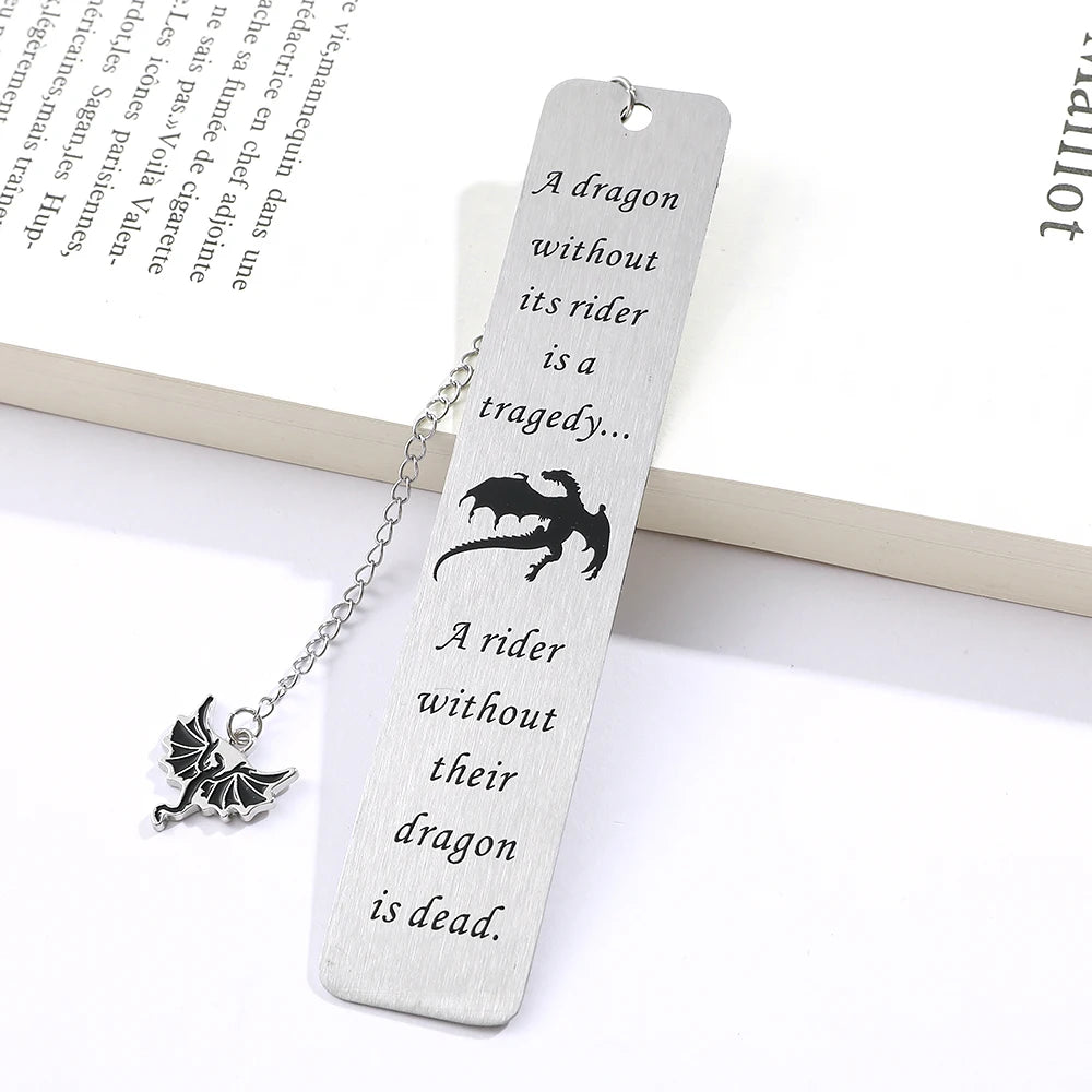 Fantasy Fourth Wing Dragon's Tairn, & Andarna Quote Stainless Steel Bookmark - 80d3e6-0e.myshopify.com - -  