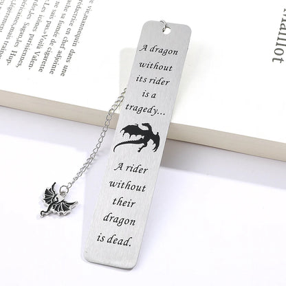 Fantasy Fourth Wing Dragon's Tairn, & Andarna Quote Stainless Steel Bookmark - 80d3e6-0e.myshopify.com - -  