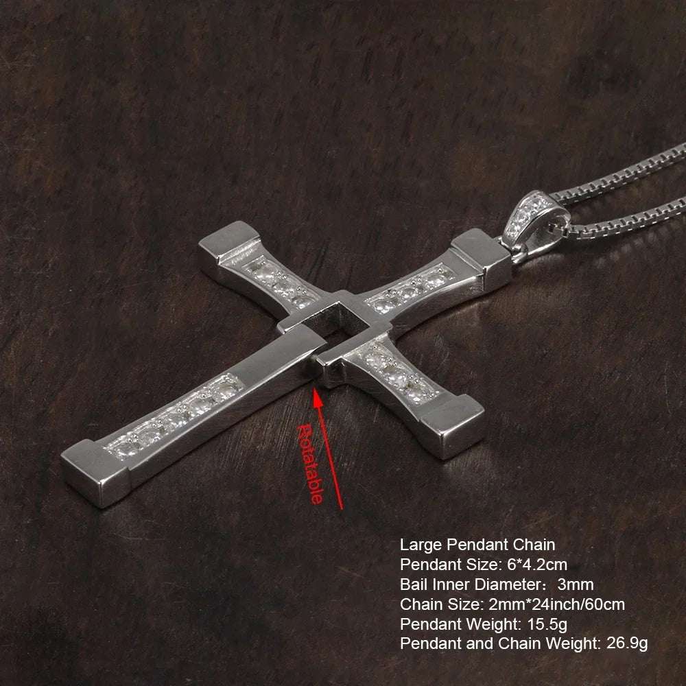 Fast & Furious Dominic Toretto 925 Sterling Silver Rotatable Cross Necklace - 80d3e6-0e.myshopify.com - -  