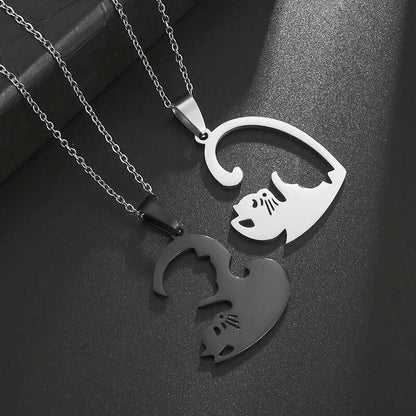 Romantic Cat Love Heart Ying & Yang Matching Couple Necklaces (2 Pcs) - 80d3e6-0e.myshopify.com - -  