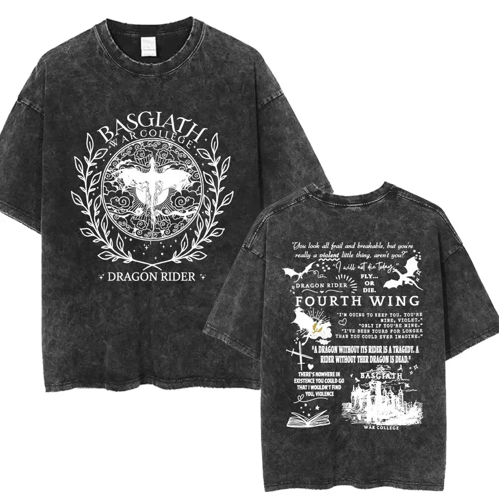 Fourth Wing Basgiath War College Double Sided Dragon Rider Vintage Unisex Shirt