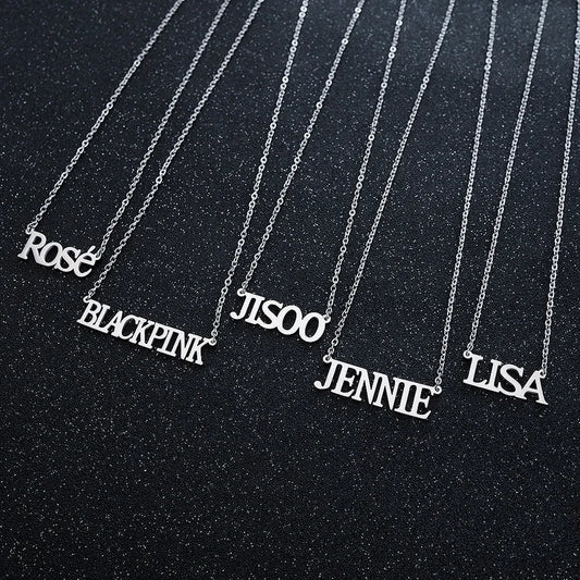 Blackpink Girl's K-Pop Music Band Rose, Lisa, Jisoo, Jennie Steel Necklace - Lovez Aqua© - 