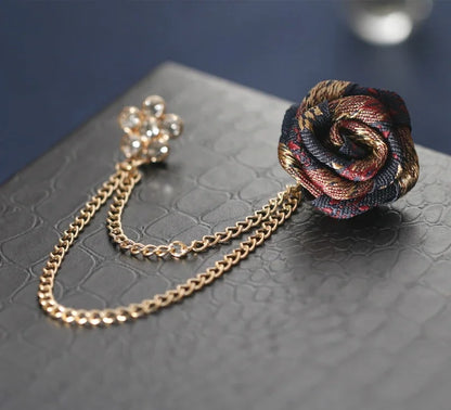 Vintage Red, Black & Gold Rose Men's Tassel Chain Suit Collar Brooch Lapel Pin - 80d3e6-0e.myshopify.com - 2 -  2