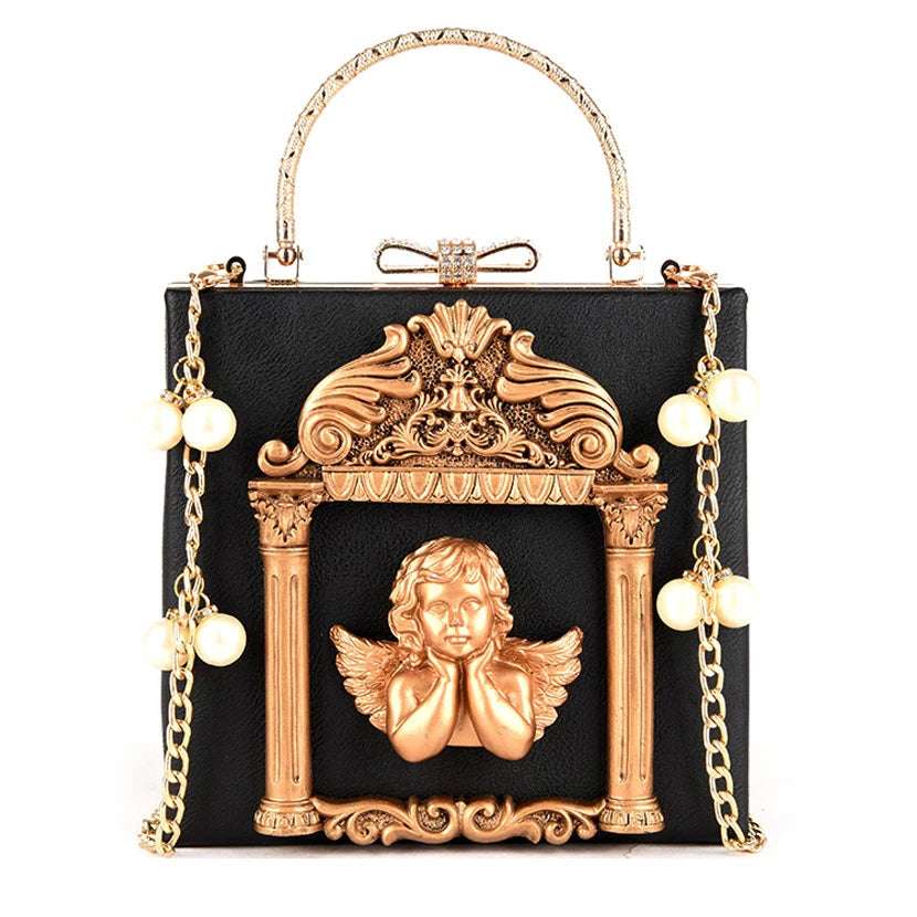 Luxury Cupid Angel Gilded Vintage Style Square Faux Leather Women's Handbag - 80d3e6-0e.myshopify.com - -  