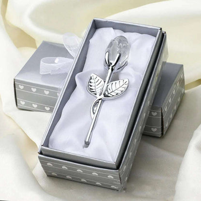 Valentine's Day Gift Crystal Glass Rose with Silver or Gold Gilded Stem - 80d3e6-0e.myshopify.com - Sliver White -  Sliver White