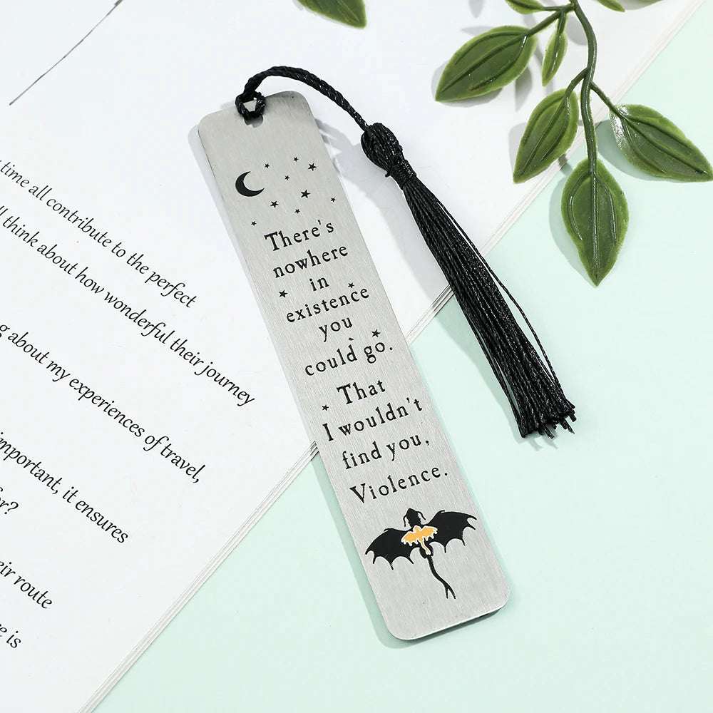 Fantasy Fourth Wing Dragon's Tairn, & Andarna Quote Stainless Steel Bookmark - 80d3e6-0e.myshopify.com - SQ0779 -  SQ0779