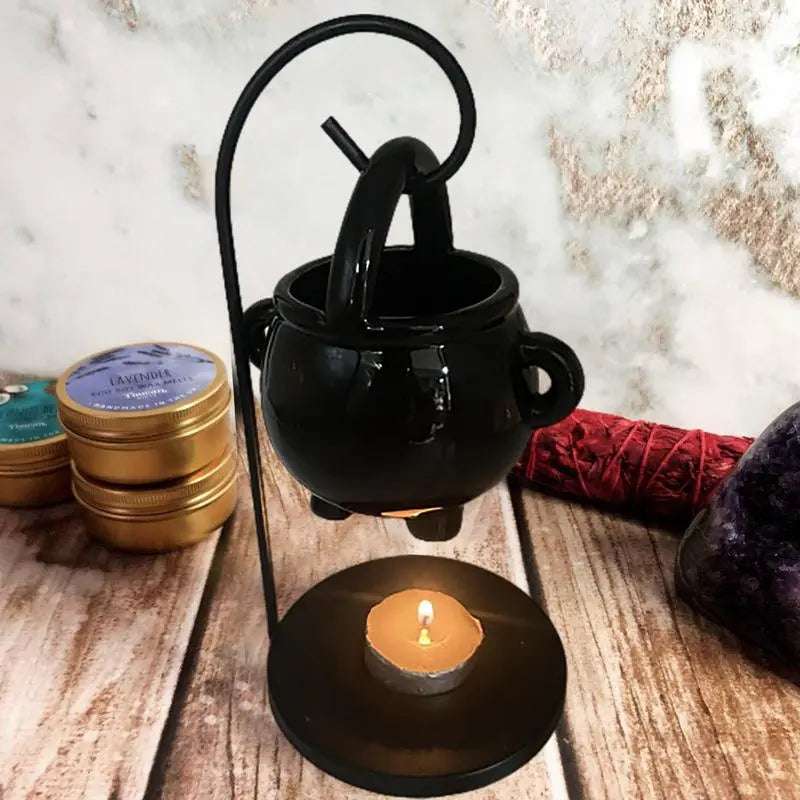 Gothic Black Hanging Witches Cauldron Wax Burner & Candle Holder - 80d3e6-0e.myshopify.com - -  