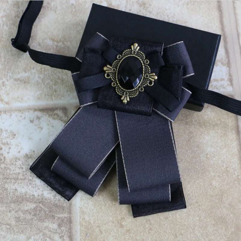 Vintage Baroque Men's Formal Ribbon Bowtie with Filigree Cabochon Rhinestone - 80d3e6-0e.myshopify.com - 8 -  8