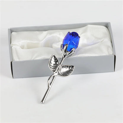 Valentine's Day Gift Crystal Glass Rose with Silver or Gold Gilded Stem - 80d3e6-0e.myshopify.com - Sliver Blue -  Sliver Blue