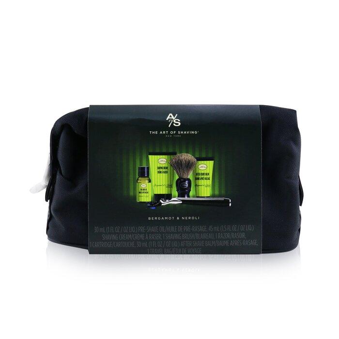 Shaving Kit - Bergamot & Neroli: Pre Shave Oil, Shave Cream & Cosmetic Bag - Lovez Aqua© - 