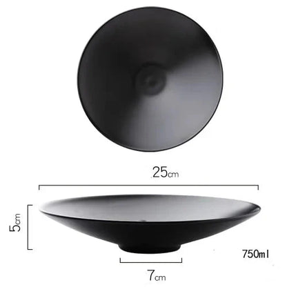 Sleek Round Matte Black Ceramic Plate For Fine Dining - Lovez Aqua© - 