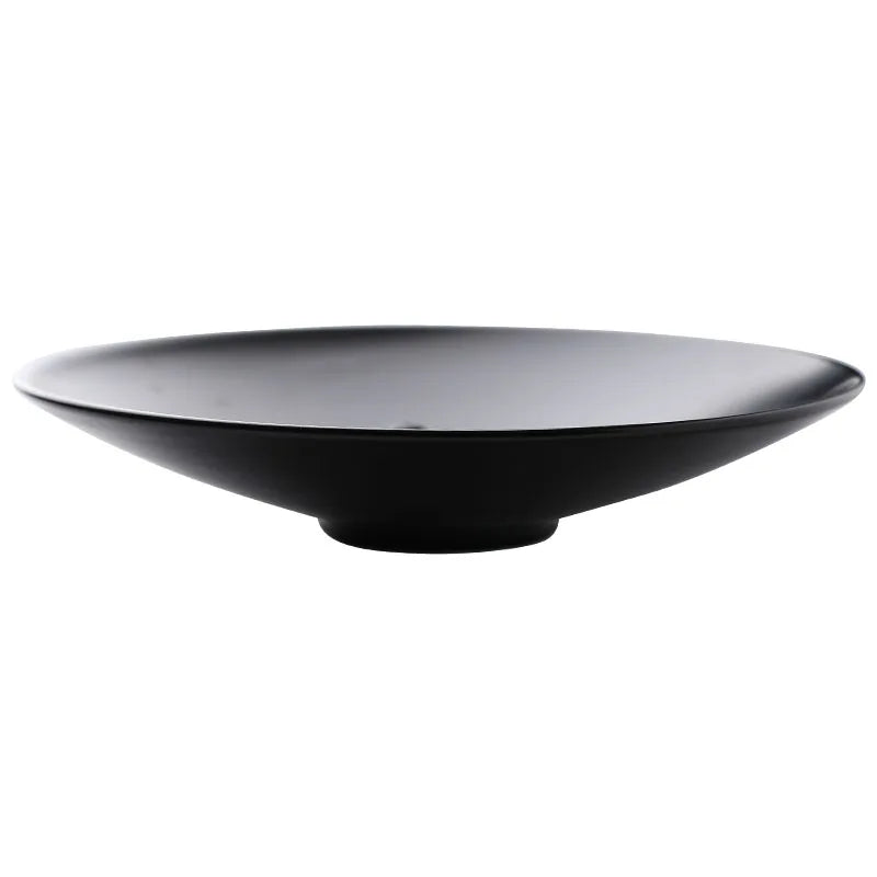 Sleek Round Matte Black Ceramic Plate For Fine Dining - Lovez Aqua© - 