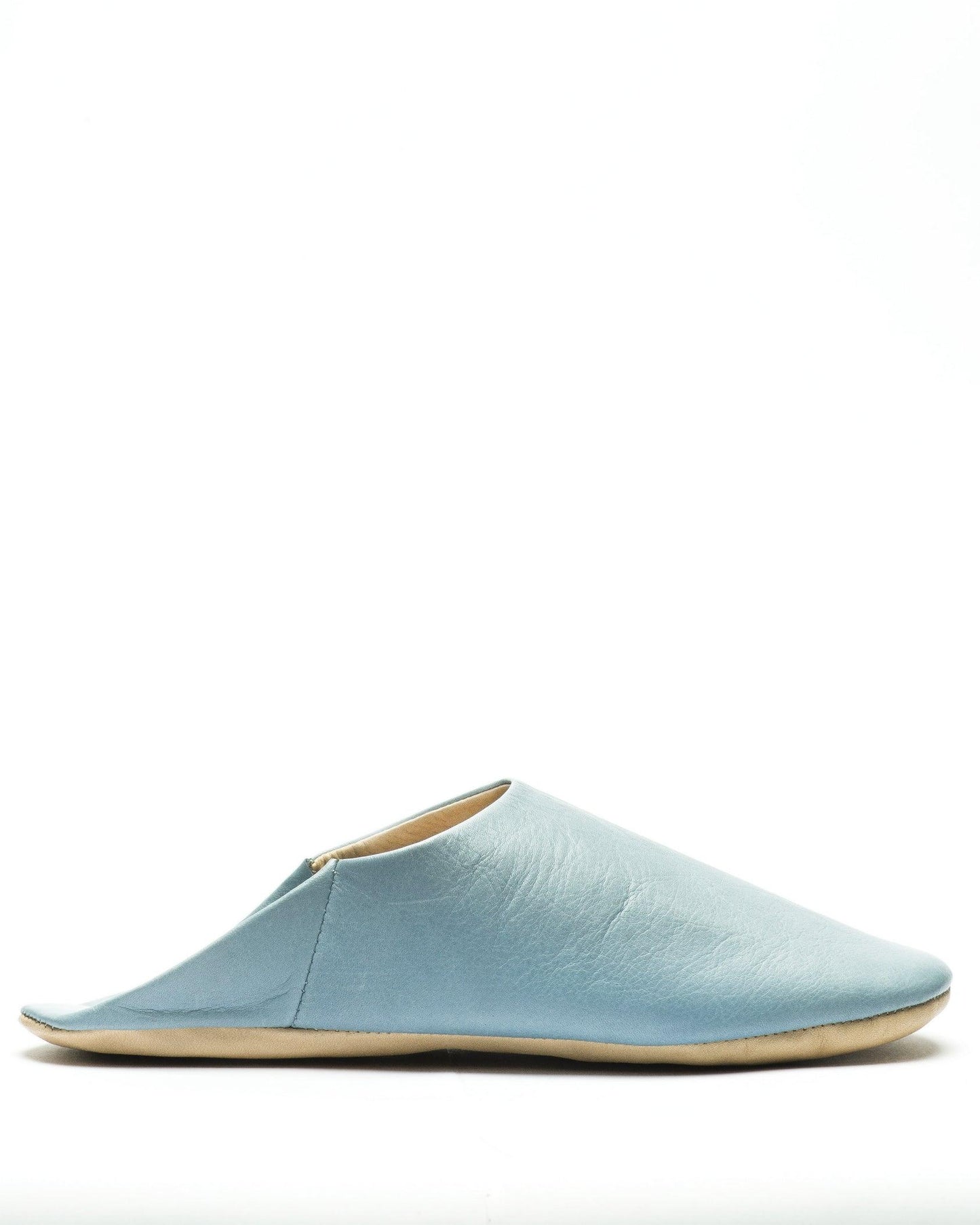 Unisex Light Blue Leather Slippers with Minimalist Design & Durable Sole - Lovez Aqua© - 