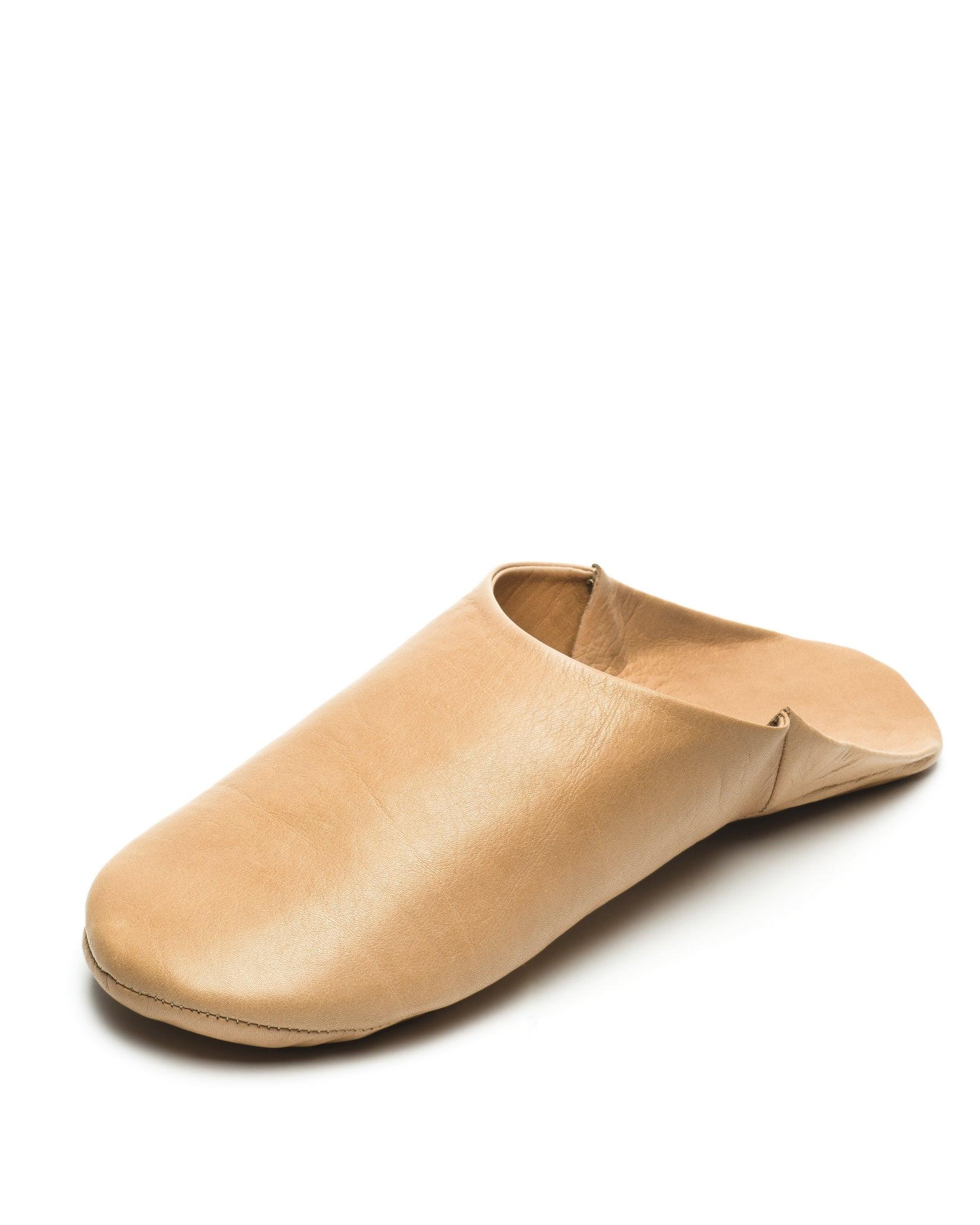 Unisex Tan Leather Slippers with Minimalist Design & Lightweight Flat Heel - Lovez Aqua© - 